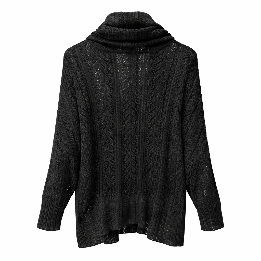 DIOR - SWEATER BLACK OPENWORK GLOSSY AND BATWING SLEEVES SIZE S