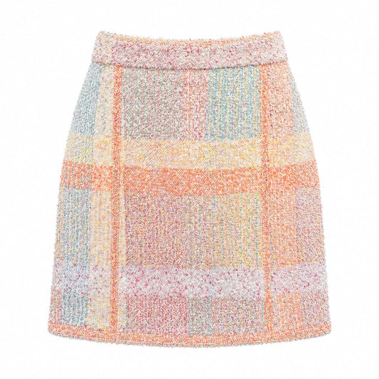 CHANEL - SKIRT MIDI TWEED MULTICOLOR SIZE 34 FR / 38 IT