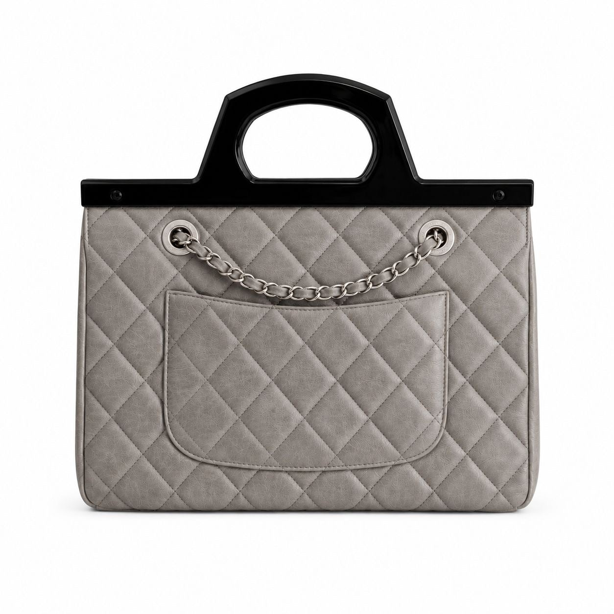 CHANEL - TOTE BAG CC DELIVERY GREY GLAZED CALFSKIN