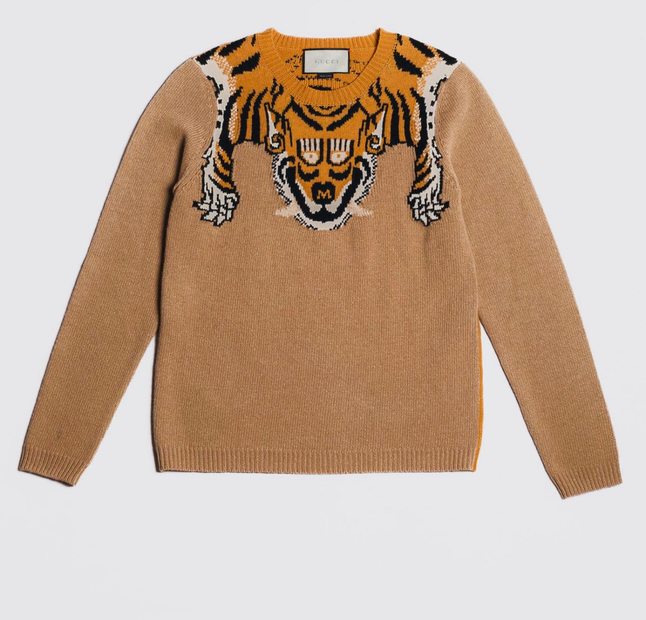 GUCCI - SWEATER LIGHT BROWN WITH TIGER SIZE S