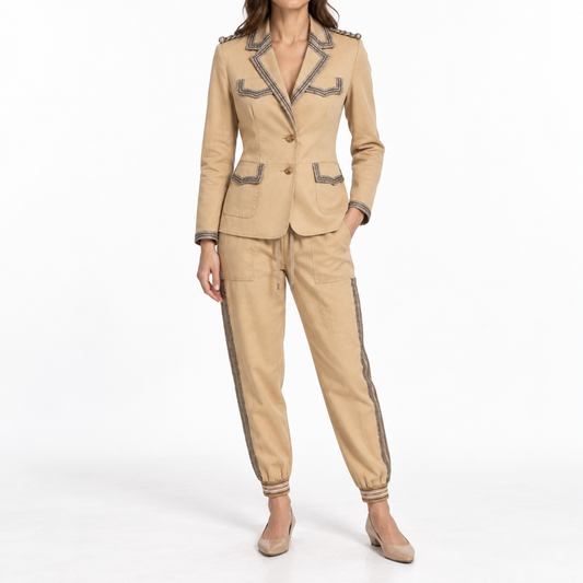 ERMANNO SCERVINO - BLAZER & TROUSERS SET SAND BEIGE SIZE 42 IT