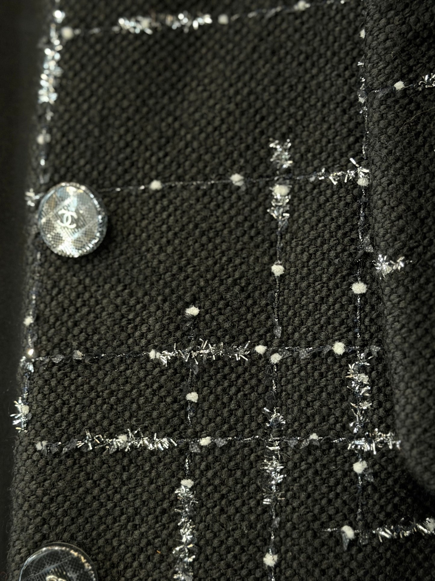 CHANEL - *NEVER WORN* MAXI COAT BLACK SILVER DETAILS SIZE 38 FR