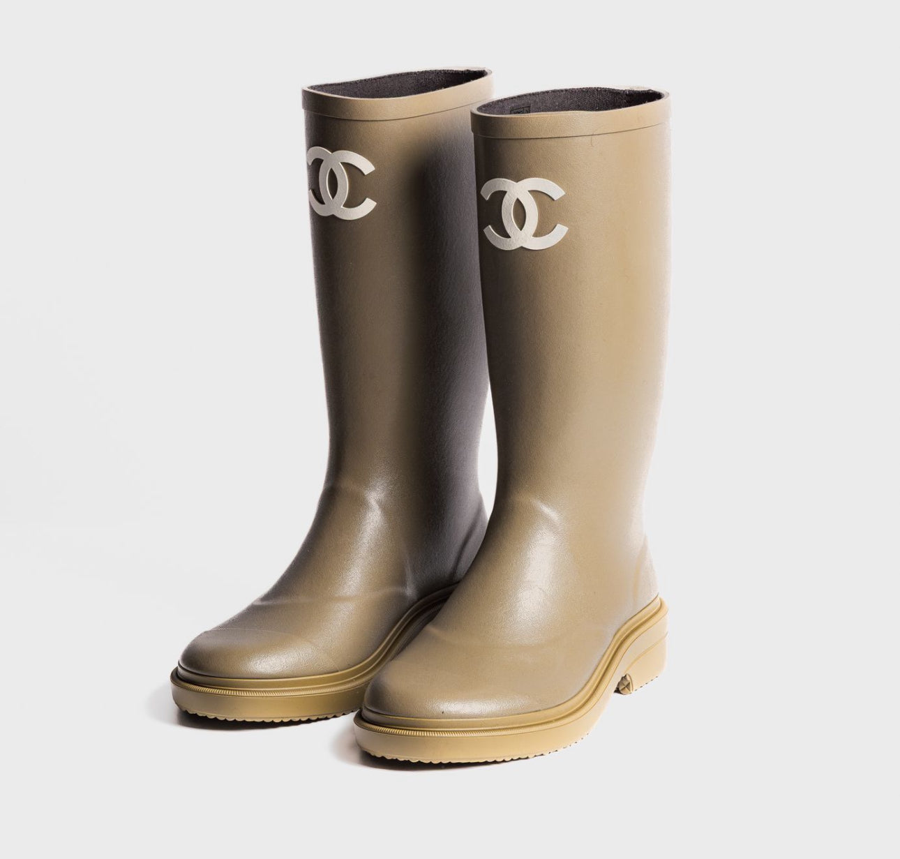 CHANEL - *BRAND NEW* HIGH RAIN BOOTS KHAKI SIZE 37 EU