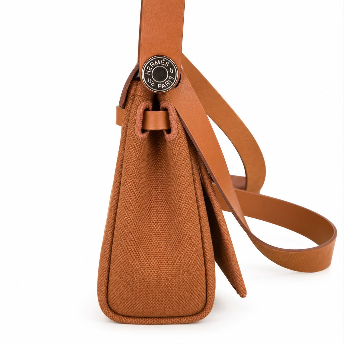 HERMÈS - *NEVER WORN* BAG HERBAG ZIP MINI 20 GOLD CANVAS & LEATHER PALLADIUM HARDWARE
