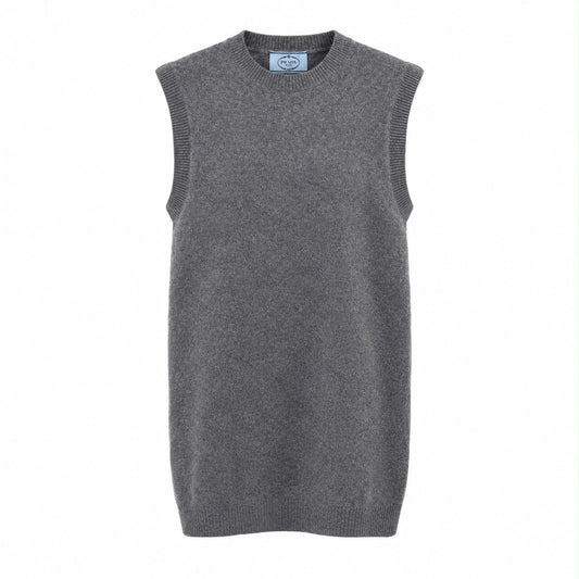 PRADA - SWEATER CASHMERE GREY LONG SLEVELESS SIZE 40 IT