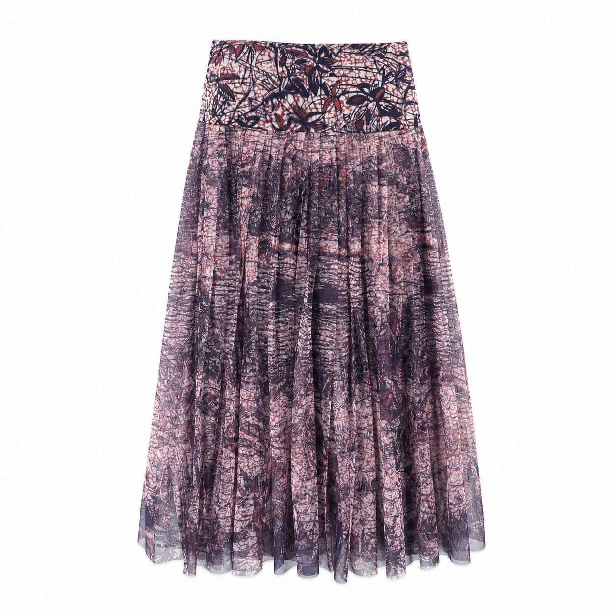 DIOR - SKIRT LONG PLUMETIS BLUE/BORDEAUX PRINT SIZE 34 FR