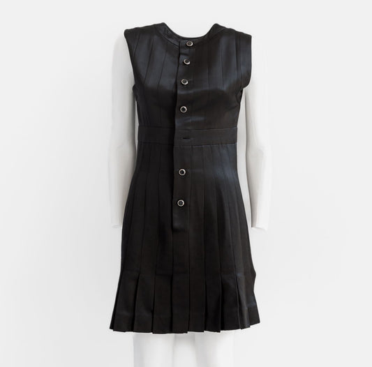 CHANEL - DRESS MINI SLEVELESS SILK BLACK SIZE 38 FR