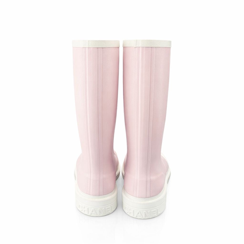 CHANEL - RAINING BOOTS PINK AND WHITE SIZE 38 FR