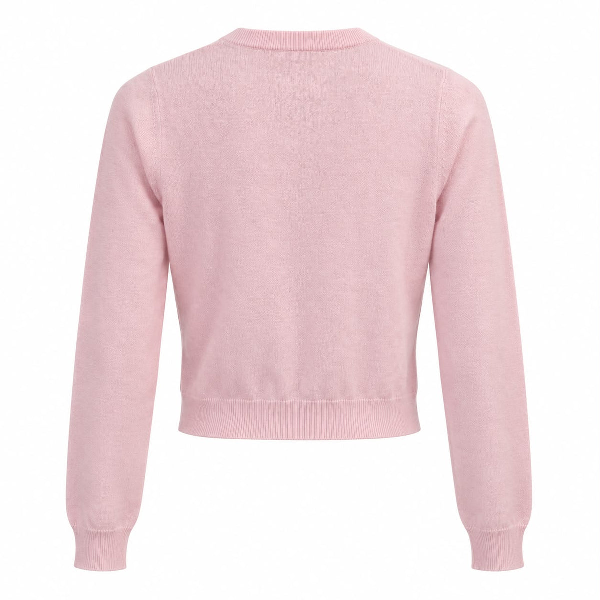 MIU MIU – CARDIGAN IN PALE PINK WITH POINTELLE AND PEARL-STYLE DETAILS IT 38 / FR 34