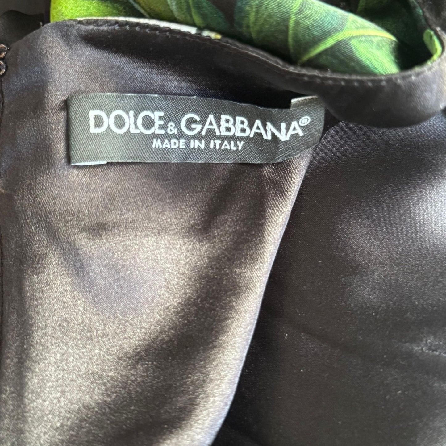 DOLCE & GABBANA - DRESS MIDI BLACK SILK WITH WHITE ROSES SIZE 42 IT