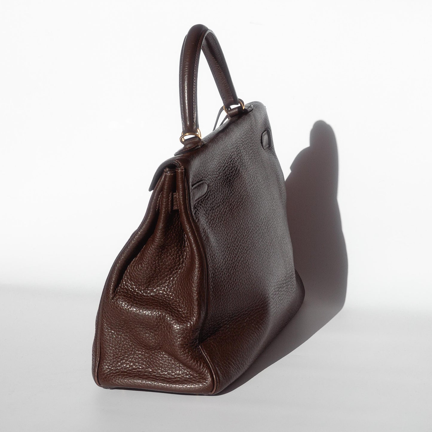 HERMÈS- KELLY 35 BAG TOGO LEATHER IN COFFEE COLOUR WITH GOLD HARDWARE