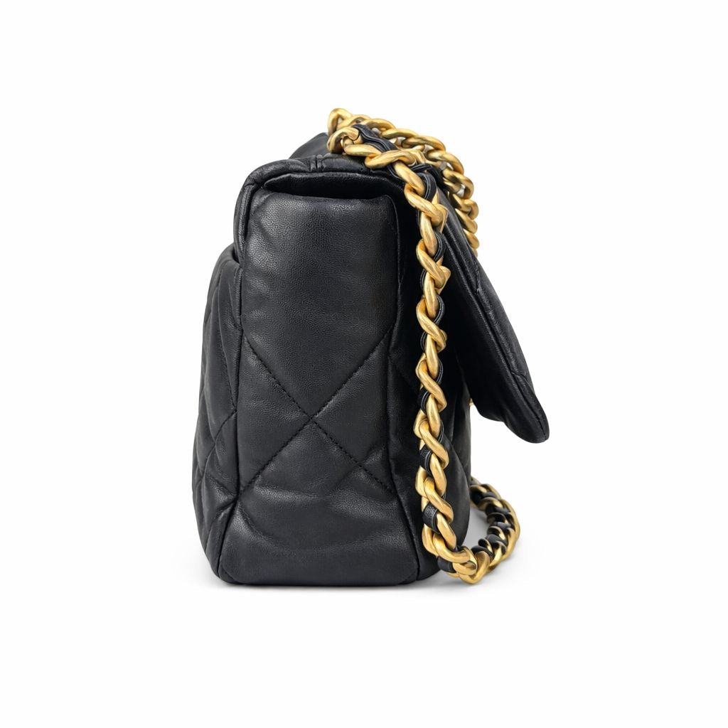 CHANEL - BAG CHANEL 19 BLACK LAMBSKIN