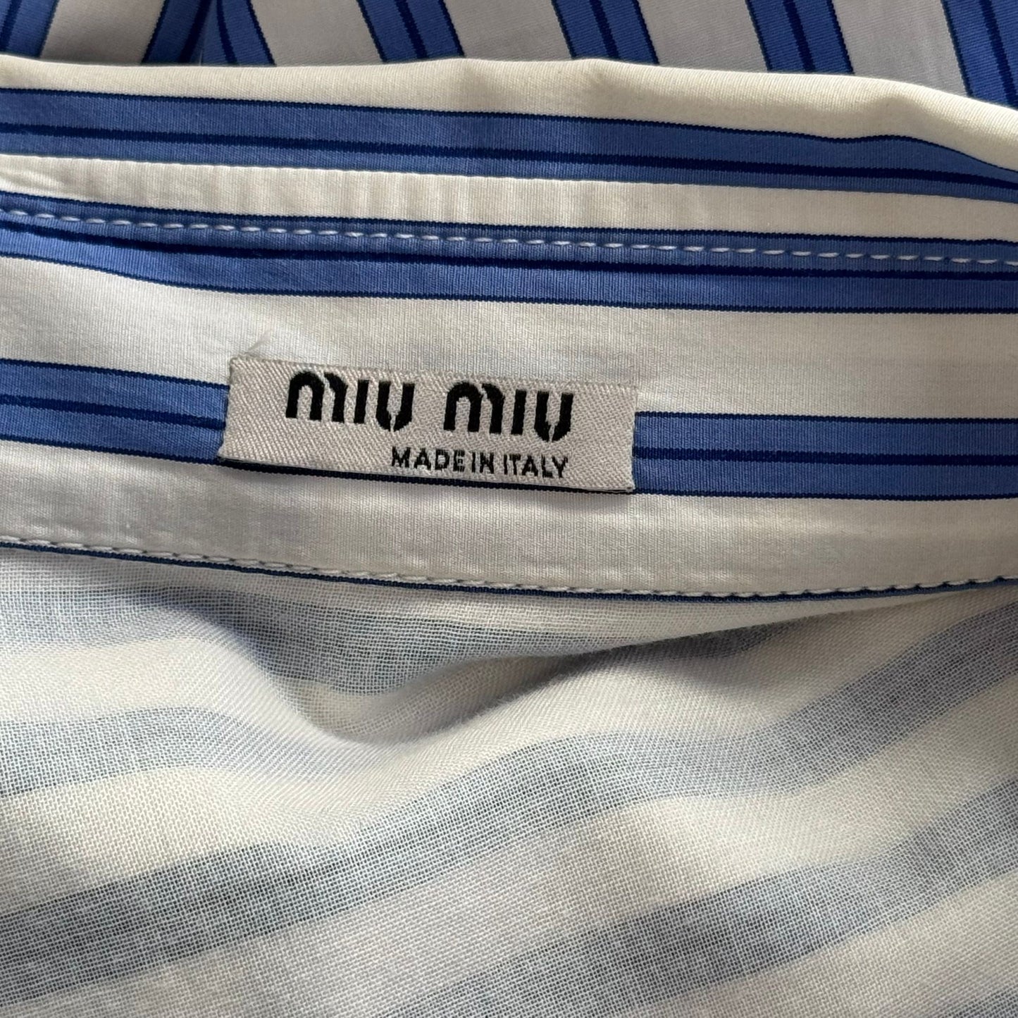 MIU MIU - SHIRT OVERSIZED STRIPES BLUE AND WHITE SIZE 38 IT