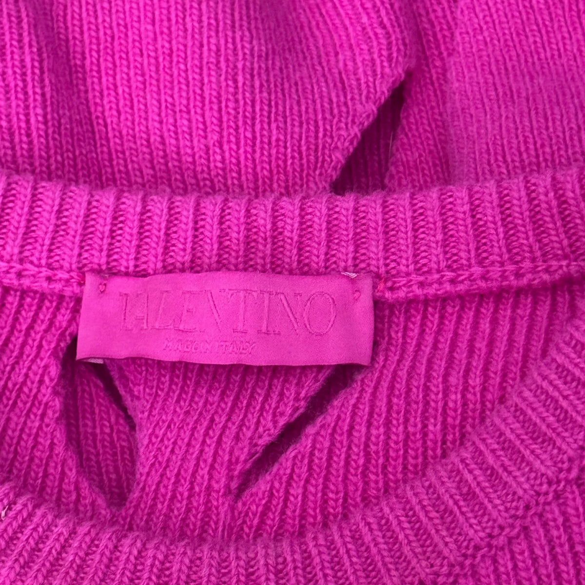 VALENTINO - SWEATER FUCHSIA PINK VIRGIN WOOL CUT-OUT WITH BOW DETAILS SIZE XS