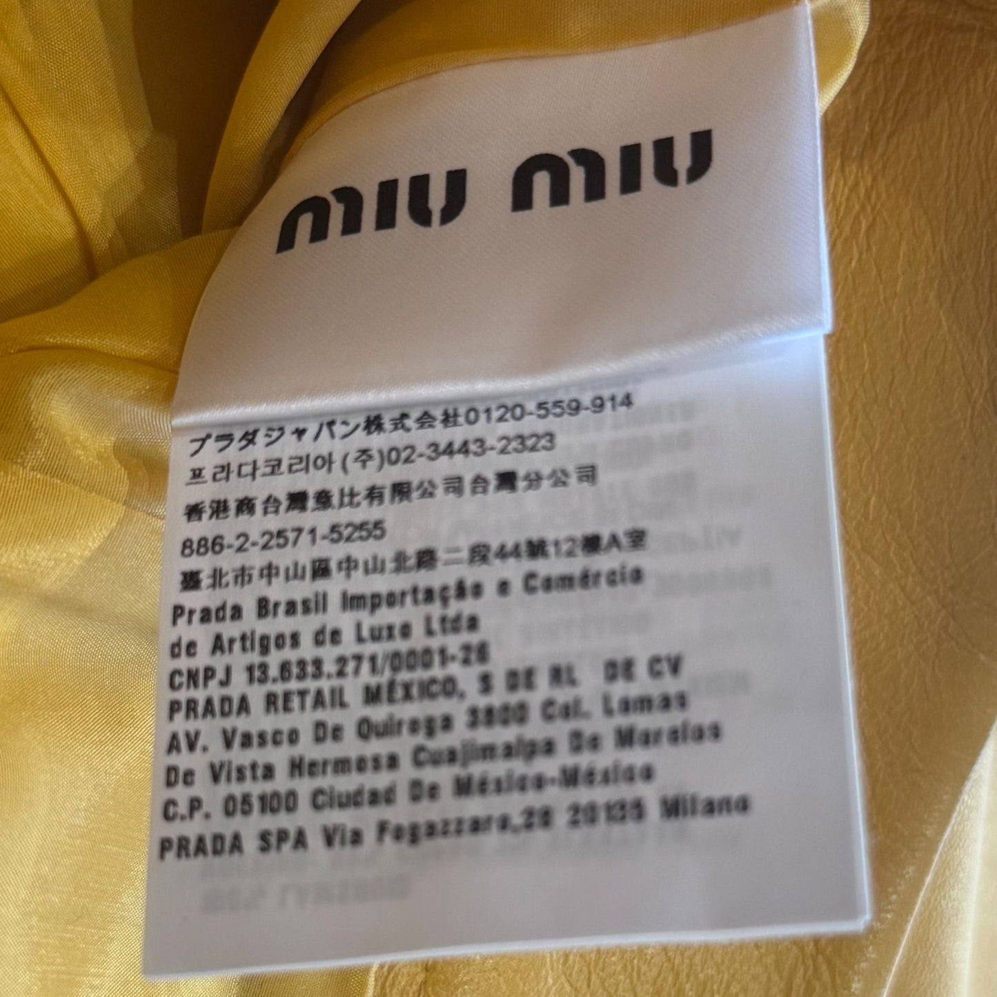 MIU MIU - SKIRT MINI OCHRE YELLOW LEATHER SIZE 38 IT