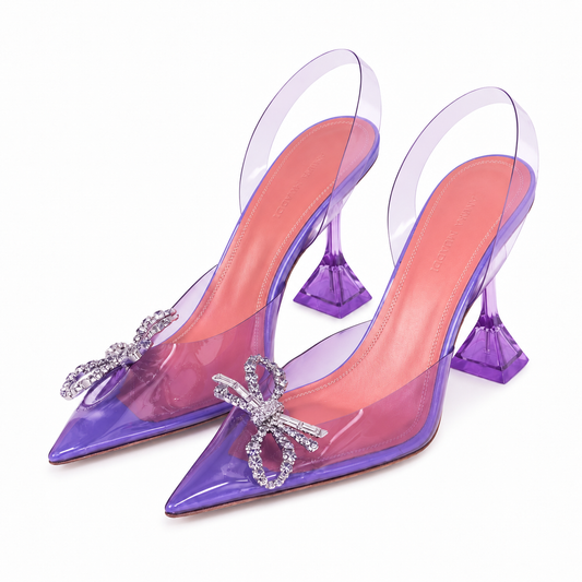 AMINA MUADDI - *NEW* PUMPS SLINGBACK LILAC WITH CRYSTAL BOW SIZE 37,5 EU