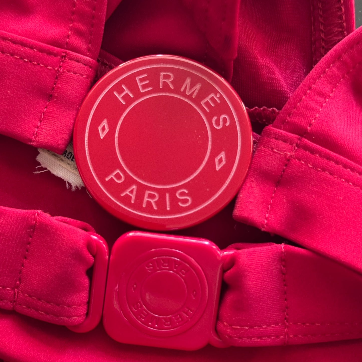 HERMÈS - TWO-PIECE BIKINI RED WITH SIGNATURE DETAIL SIZE 36 FR