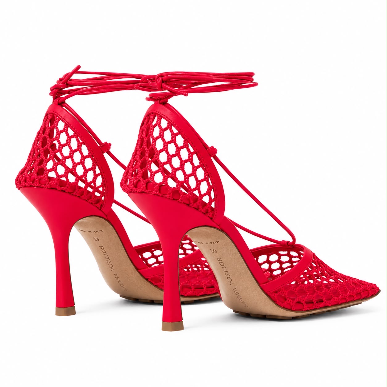 BOTTEGA VENETA - PUMPS STRETCH LACE-UP 95 RED SIZE 39 EU