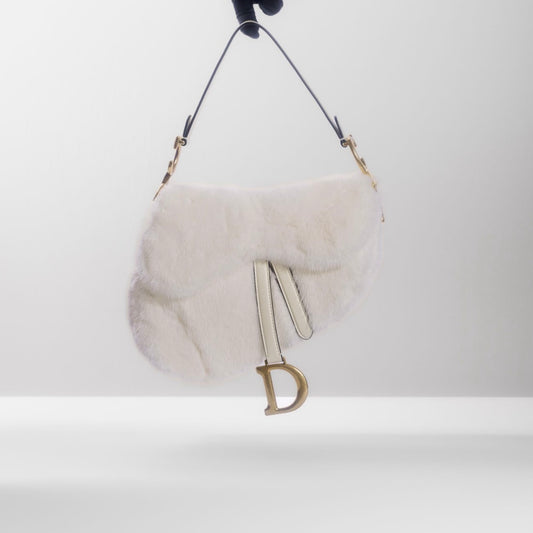 DIOR - *RARE* SADDLE BAG MEDIUM WHITE MINK FUR