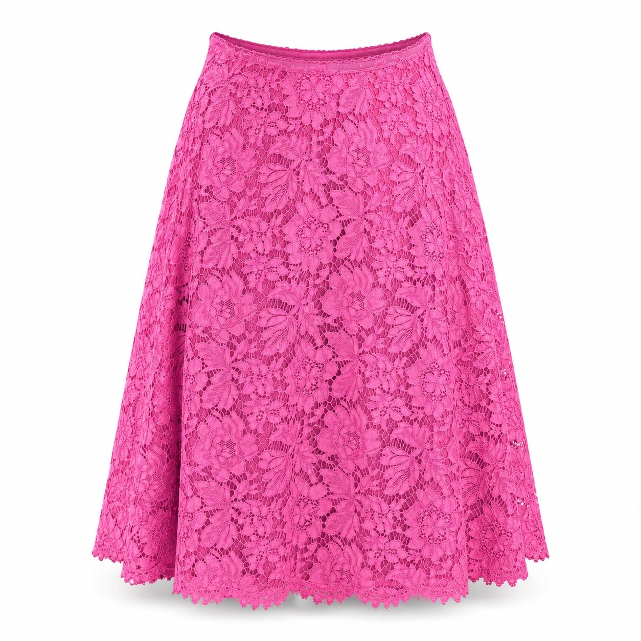 VALENTINO - MINI SKIRT FUCHSIA FLORAL LACE SIZE 38 IT