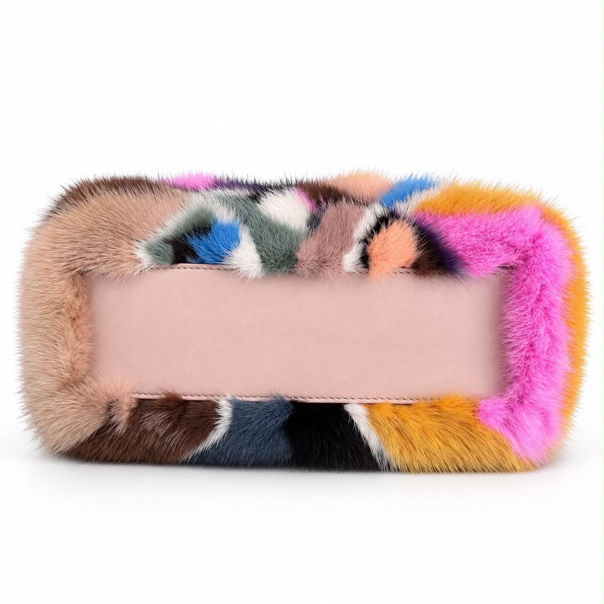 FENDI - BAG PEEKABOO MULTICOLOR PATCHWORK FUR & PINK LEATHER SILVER-TONE HARDWARE