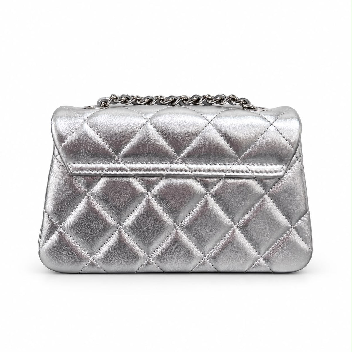 CHANEL - *NEW* BAG CLASSIC FLAP MINI SILVER LAMBSKIN SILVER HARDWARE