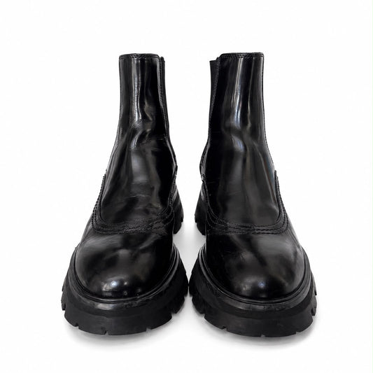 ALEXANDER MCQUEEN - ANKLE BOOTIES BLACK LEATHER SIZE 38 EU