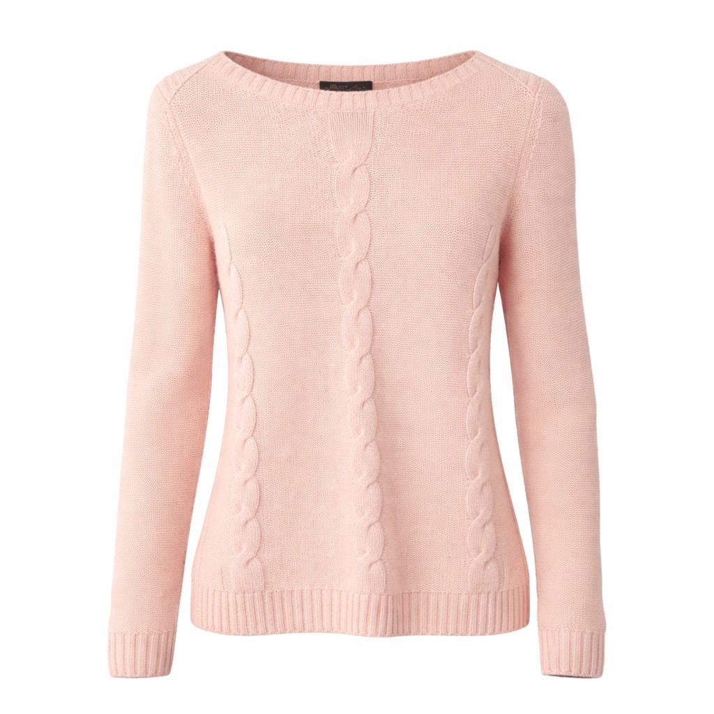 LORO PIANA - SWEATER PINK CASHMERE WITH SEQUIN EMBELLISHMENT SIZE 40 IT