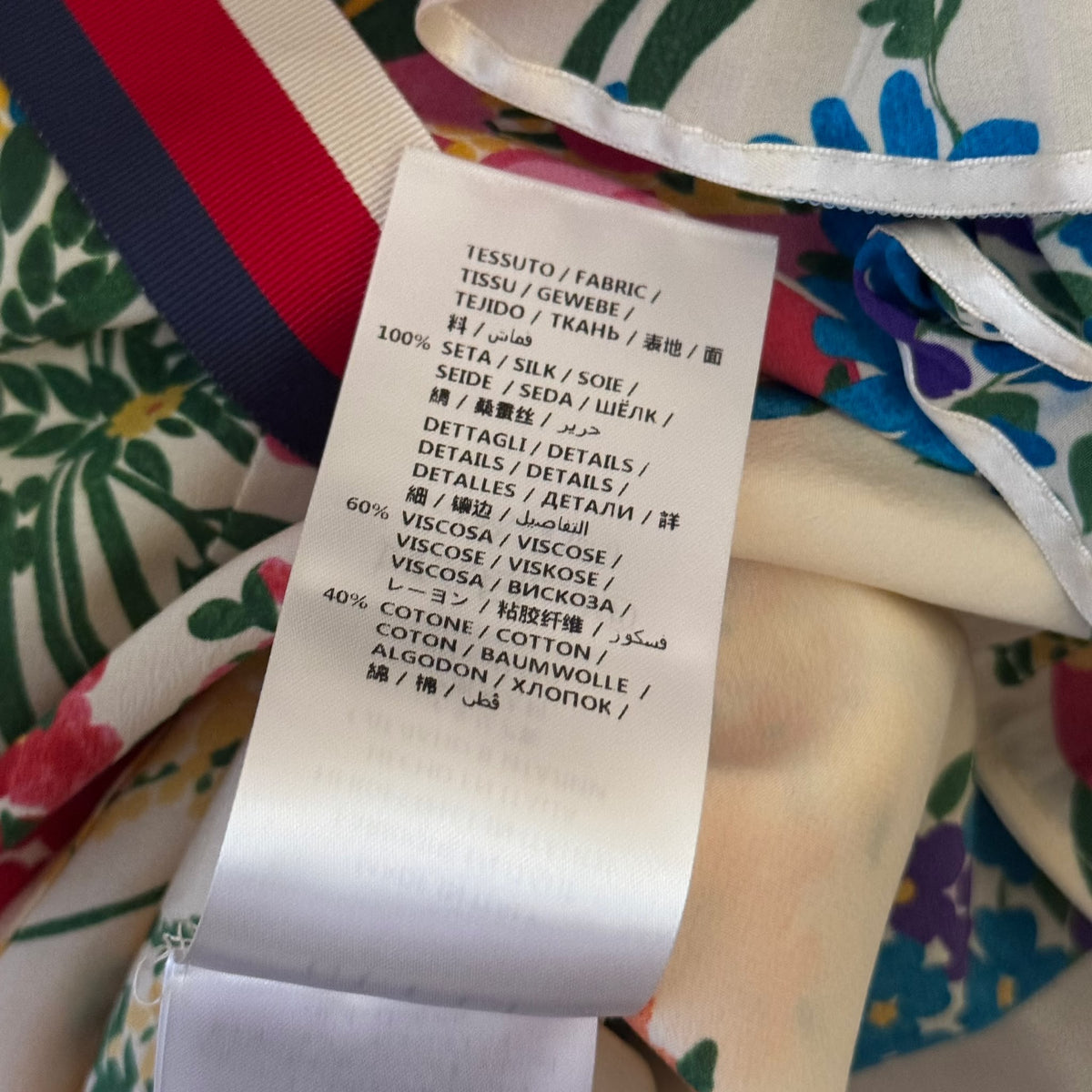 GUCCI - DRESS MINI CORSAGE RUFFLE-TRIM FLORA PRINT SIZE 42 IT