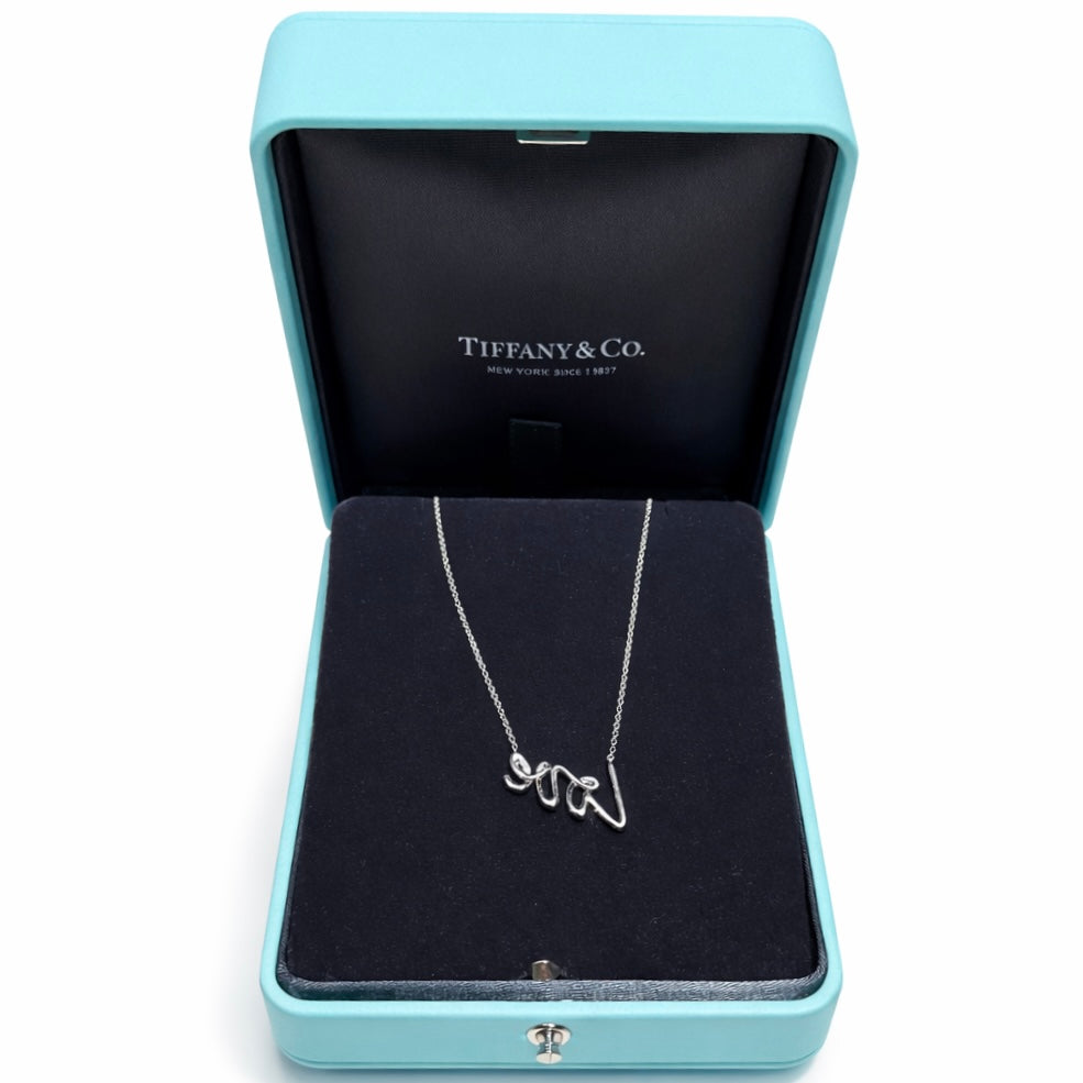 TIFFANY & CO - *NEVER USED* PENDANT NECKLACE PALOMA’S GRAFFITI “LOVE” DIAMOND 18K WHITE GOLD