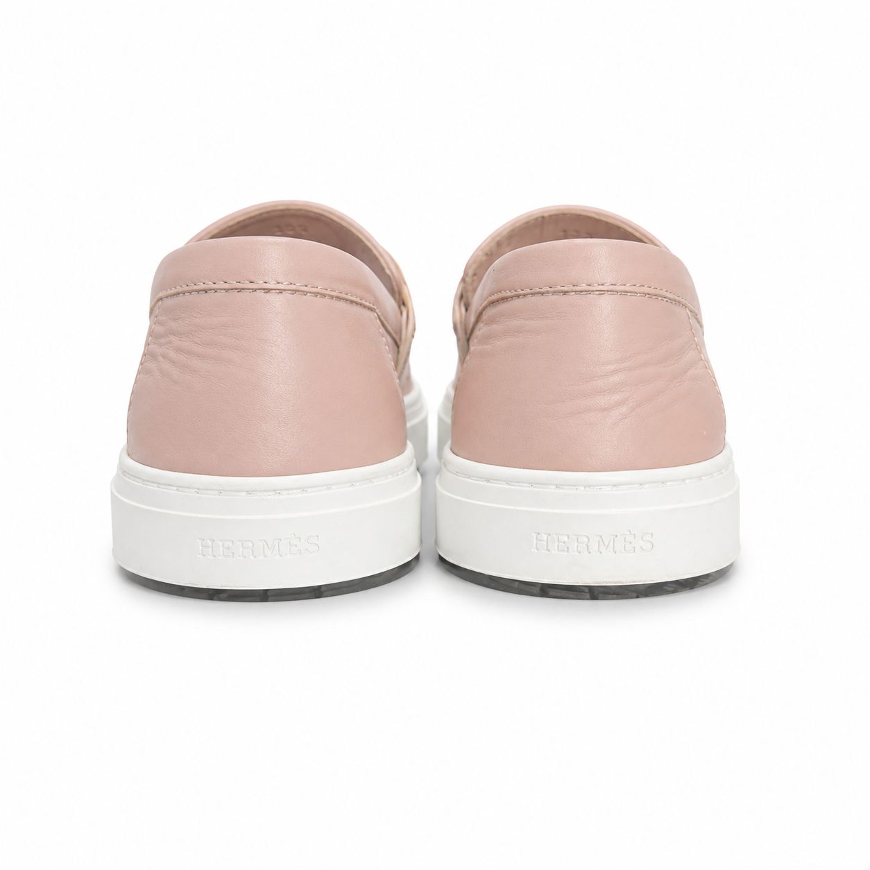 HERMÈS - SNEAKERS GAME SLIP-ON DARK ROSE LEATHER ROSE GOLD HARDWARE SIZE 38,5 EU