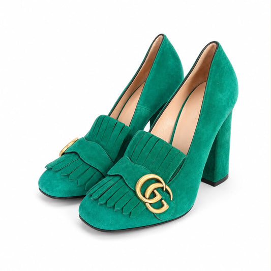 GUCCI - *NEW* PUMPS MARMONT GREEN SUEDE LEATHER SIZE 37 EU