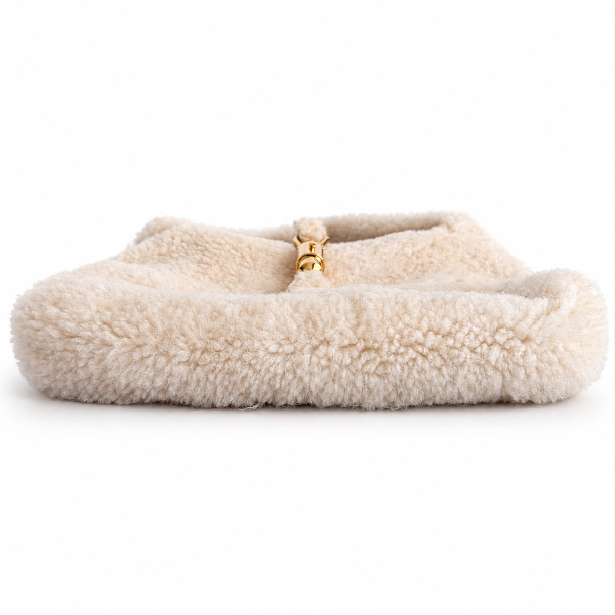 GUCCI - BAG JACKIE 1961 IVORY SHEARLING HOBO WITH GOLD TONE & STRAP
