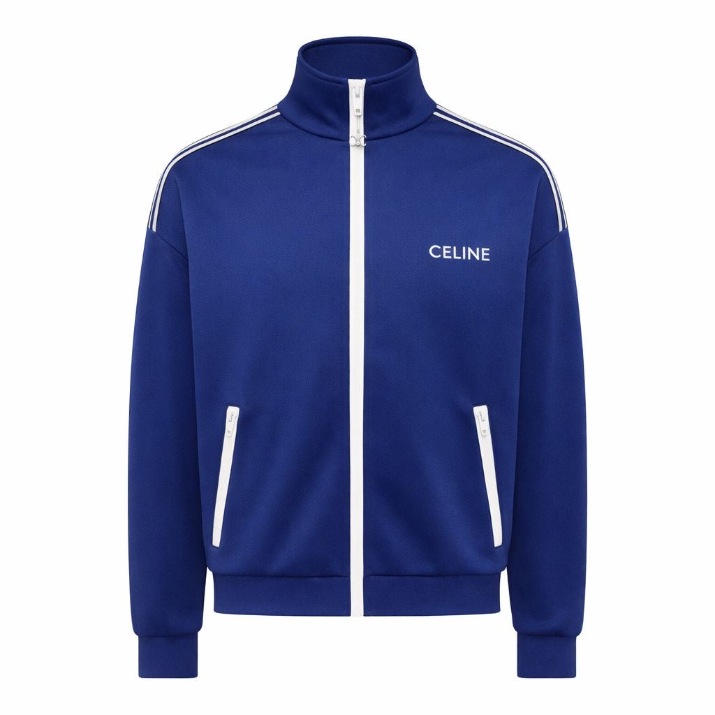 CÉLINE - SET TRACK JACKET & JOGGER ELECTRIC BLUE WITH WHITE STRIPES SIZE S