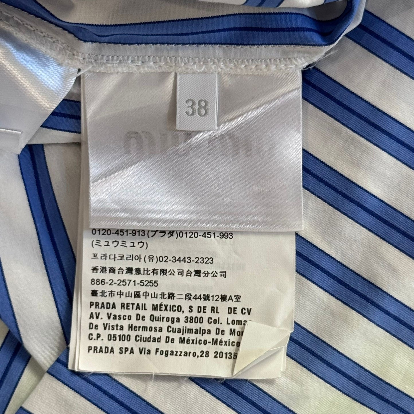 MIU MIU - SHIRT OVERSIZED STRIPES BLUE AND WHITE SIZE 38 IT
