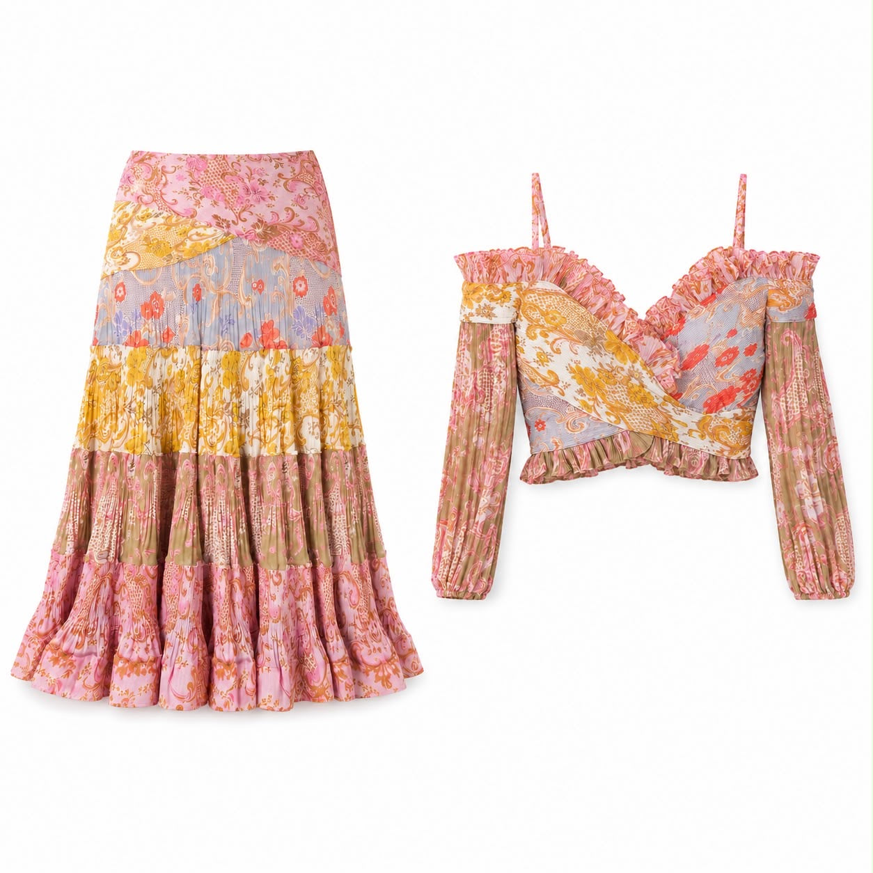 ZIMMERMANN - SET TOP & SKIRT MULTICOLOR SIZE 2