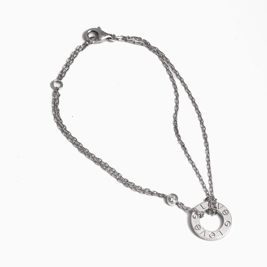 CARTIER - LOVE CHAIN BRACELET 18K WHITE GOLD 2 BRILLIANT-CUT DIAMONDS