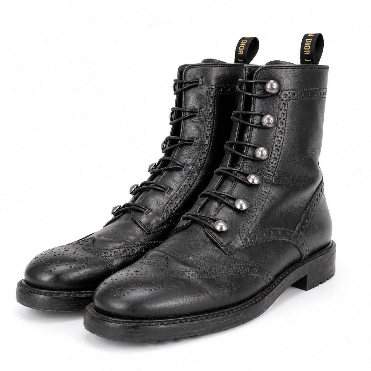 DIOR - BOOTIES DIORUNIT BLACK LEATHER SIZE 39 EU