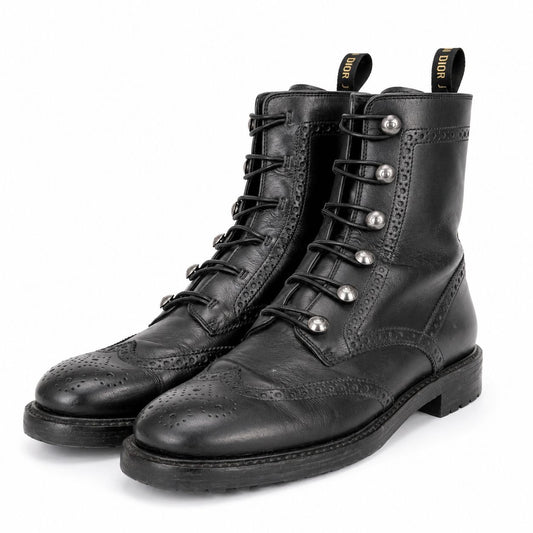 DIOR - BOOTIES DIORUNIT BLACK LEATHER SIZE 39 EU