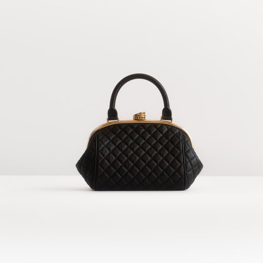 CHANEL - LOCK BAG PARIS ROME COLOSSEUM BLACK CALFSKIN ANTIQUE GOLD
