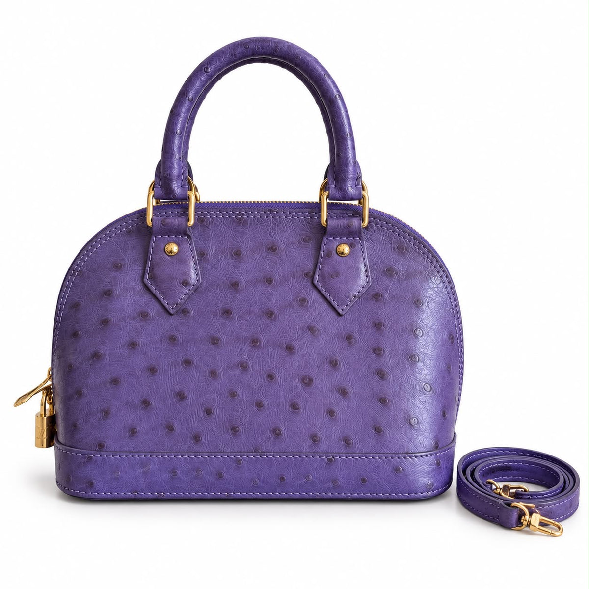LOUIS VUITTON - BAG ALMA BB PURPLE OSTRICH LEATHER WITH GOLD-TONE HARDWARE