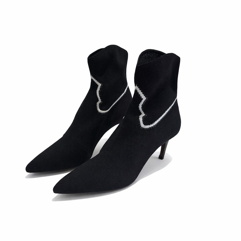 DIOR - BOOTIES BLACK TECHNICAL FABRIC WHITE DETAIL SIZE 37,5 EU