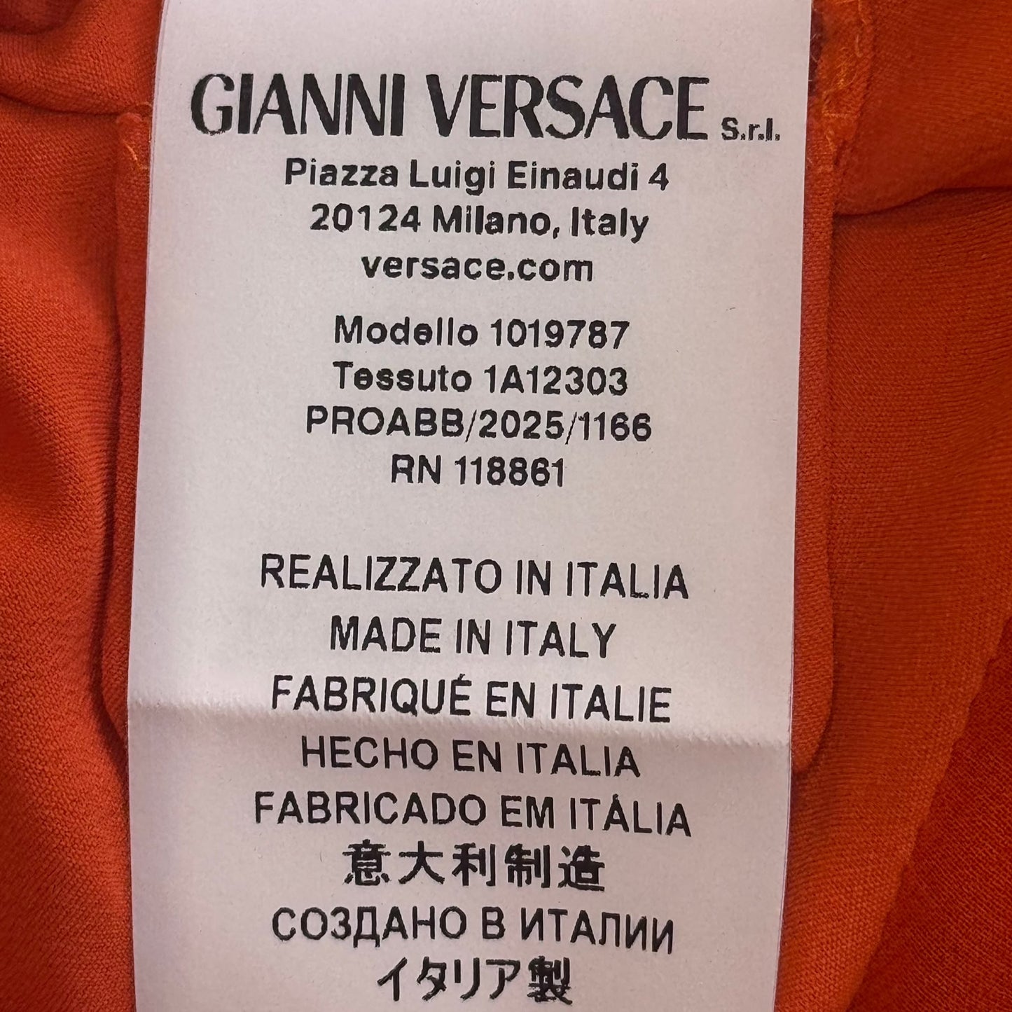 VERSACE - DRESS MAXI DRAPED ONE-SHOULDER ORANGE SILK SIZE 40 IT