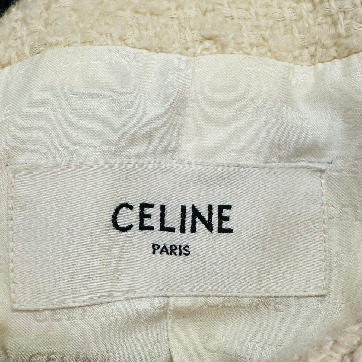 CELINE - JACKET TWEED CHELSEA IVORY WITH GOLD-TONE BUTTONS SIZE 34 FR