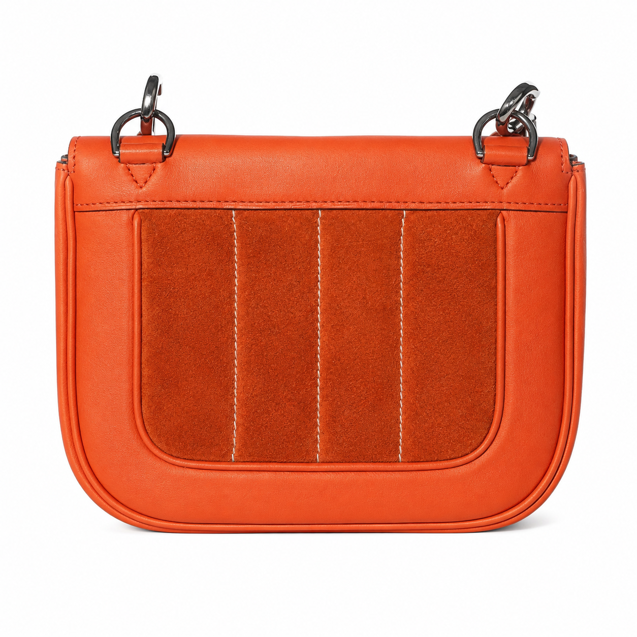 HERMÈS - BERLINE CROSSBODY BAG ORANGE LEATHER & SUEDE RUTHÉNIUM HARDWARE