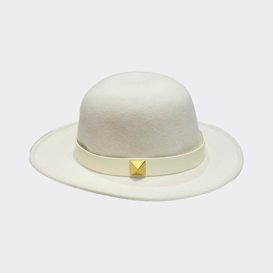 VALENTINO X BORSALINO - WHITE WITH GOLD STUD DÉTAIL 57CM