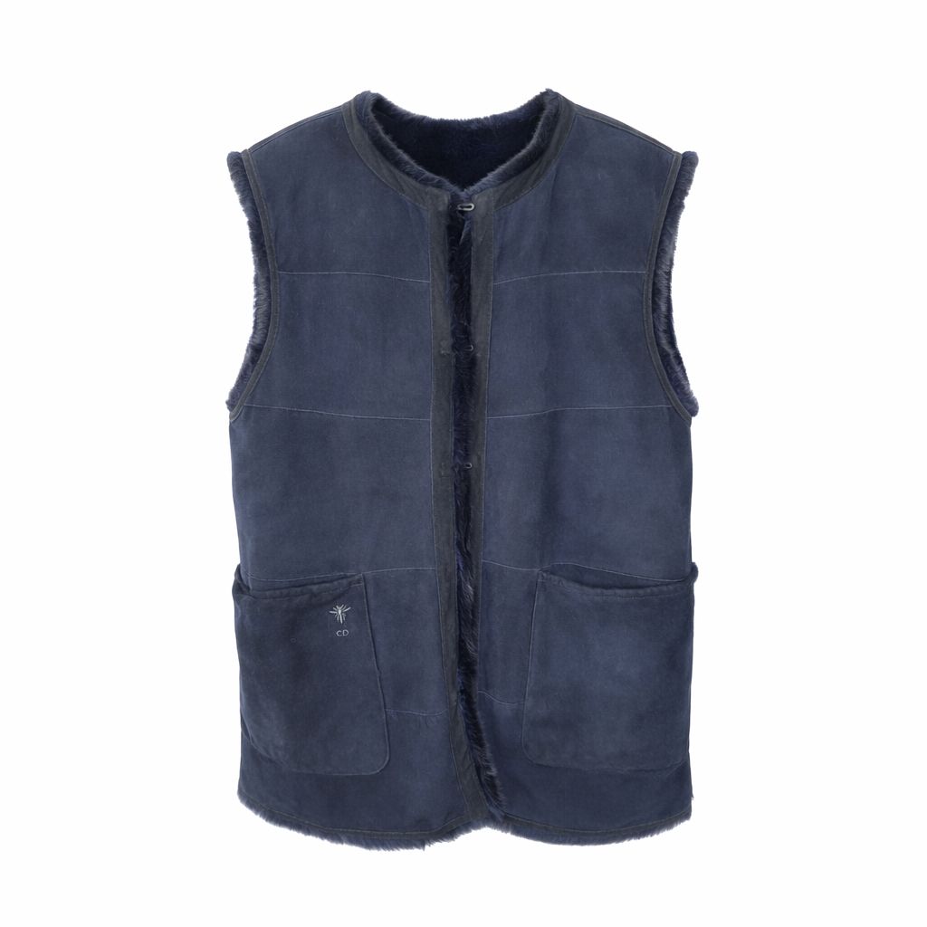DIOR - VEST REVERSIBLE MINK AND LAMBKIN BLUE SIZE 36 FR