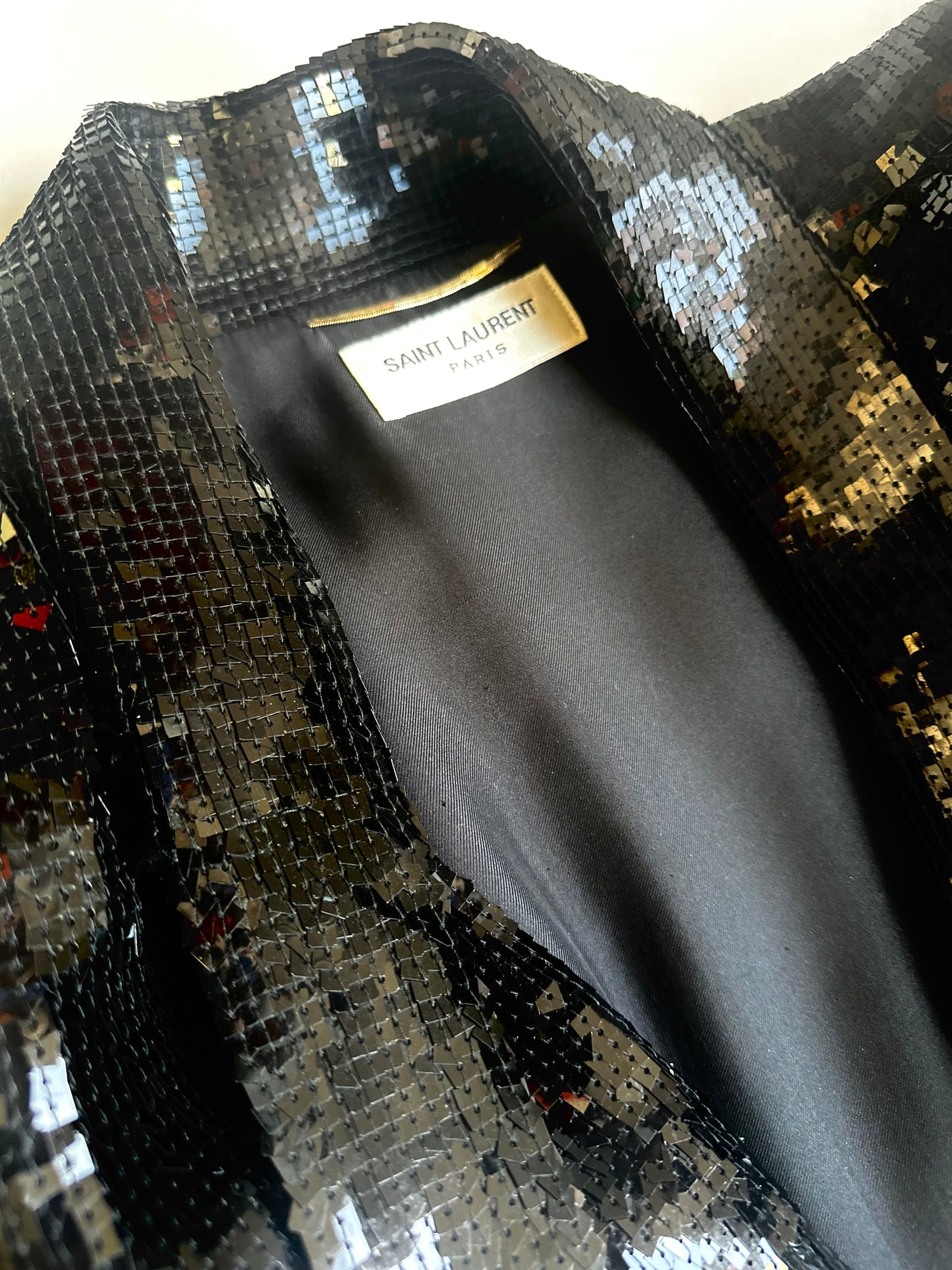 SAINT LAURENT - Long sleeve black sequins dress size 38 FR