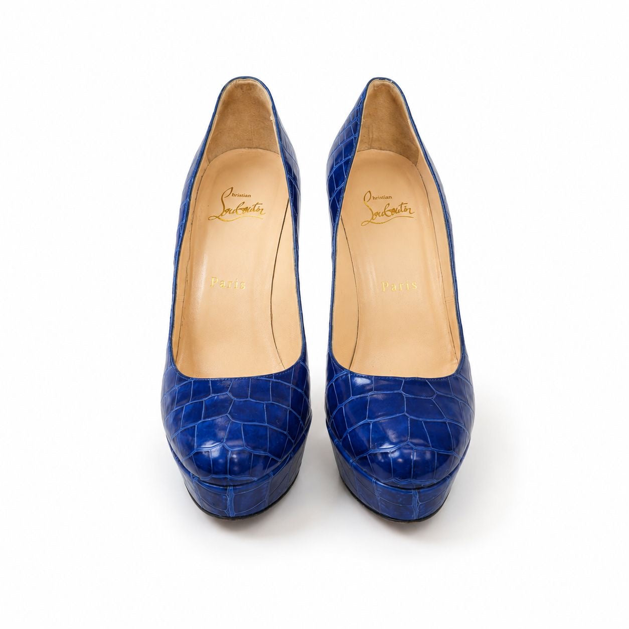 LOUBOUTIN - PUMPS ELECTRIC BLUE CROCODILE SIZE 38 EU