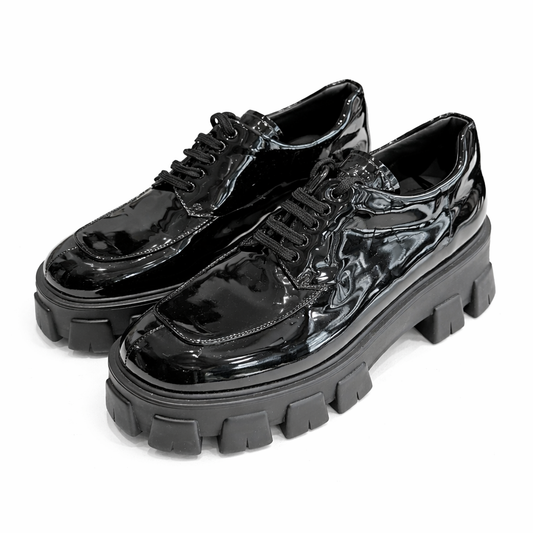 PRADA - *NEVER WORN* SHOES DERBY MONOLITH BLACK PATENT SIZE 40 EU